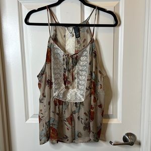 Bke Boutique Buckle Tank Top Womens Size M Floral V-neck Lace